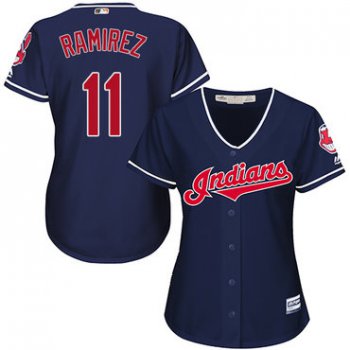 Indians #11 Jose Ramirez Navy Blue Alternate Women's Stitched Baseball Jersey