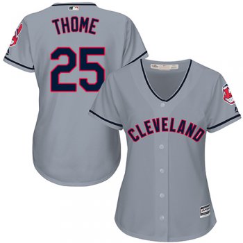 Indians #25 Jim Thome Grey Road Women's Stitched Baseball Jersey