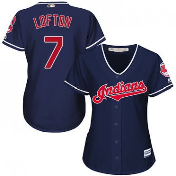 Indians #7 Kenny Lofton Navy Blue Alternate Women's Stitched Baseball Jersey