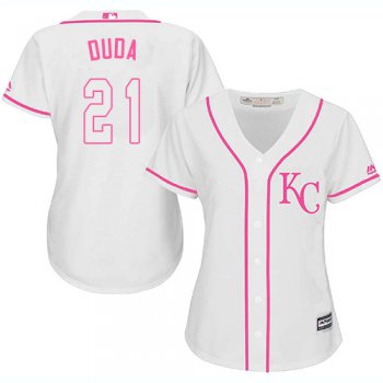 Royals #21 Lucas Duda White Pink Fashion Women's Stitched Baseball Jersey