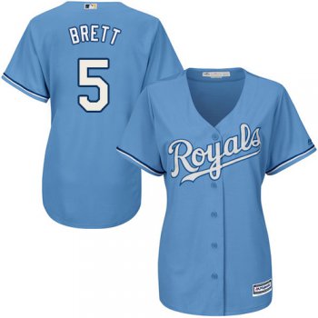 Royals #5 George Brett Light Blue Alternate Women's Stitched Baseball Jersey