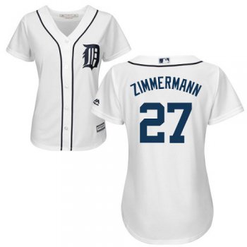 Tigers #27 Jordan Zimmermann White Home Women's Stitched Baseball Jersey