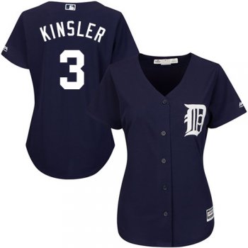 Tigers #3 Ian Kinsler Navy Blue Alternate Women's Stitched Baseball Jersey