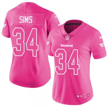 Nike Buccaneers #34 Charles Sims Pink Women's Stitched NFL Limited Rush Fashion Jersey