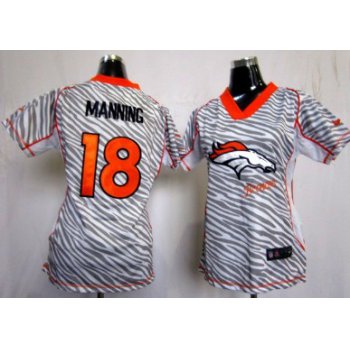Nike Denver Broncos #18 Peyton Manning 2012 Womens Zebra Fashion Jersey