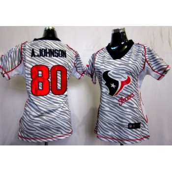 Nike Houston Texans #80 Andre Johnson 2012 Womens Zebra Fashion Jersey