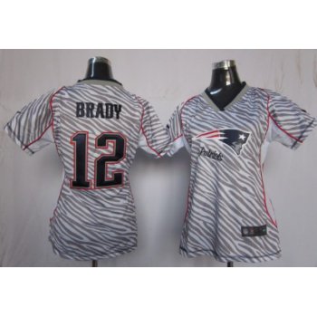 Nike New England Patriots #12 Tom Brady 2012 Womens Zebra Fashion Jersey