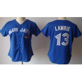 Toronto Blue Jays #13 Brett Lawrie Blue Womens Jersey