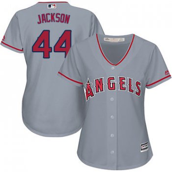 Angels #44 Reggie Jackson Grey Road Women's Stitched Baseball Jersey