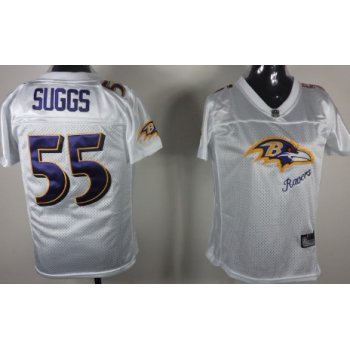 Baltimore Ravens #55 Terrell Suggs 2011 White Stitched Womens Jersey