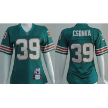 Miami Dolphins #39 Larry Csonka Green Throwback Womens Jersey