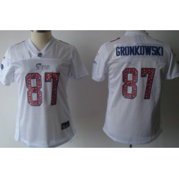 New England Patriots #87 Rob Gronkowski White Womens Sweetheart Jersey
