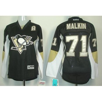 Pittsburgh Penguins #71 Evgeni Malkin Black Womens Jersey