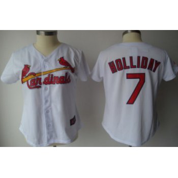 St. Louis Cardinals #7 Matt Holliday White With Red Womens Jersey