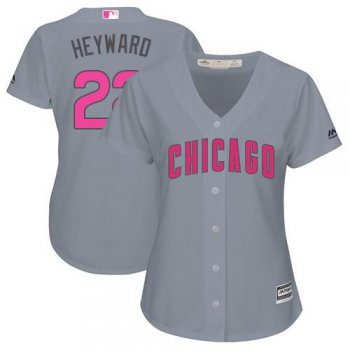 Cubs #22 Jason Heyward Grey Mother's Day Cool Base Women's Stitched Baseball Jersey