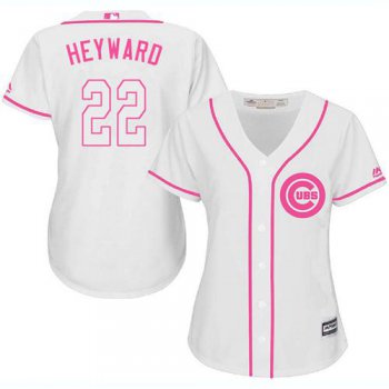 Cubs #22 Jason Heyward White Pink Fashion Women's Stitched Baseball Jersey