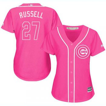 Cubs #27 Addison Russell Pink Fashion Women's Stitched Baseball Jersey