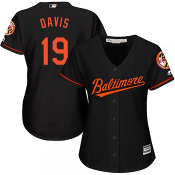 Orioles #19 Chris Davis Black Alternate Women's Stitched Baseball Jersey