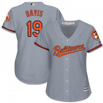 Orioles #19 Chris Davis Grey Road Women's Stitched Baseball Jersey