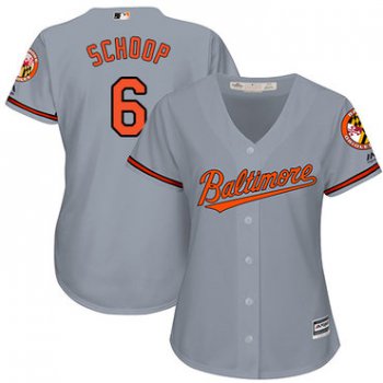 Orioles #6 Jonathan Schoop Grey Road Women's Stitched Baseball Jersey
