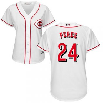 Reds #24 Tony Perez White Home Women's Stitched Baseball Jersey