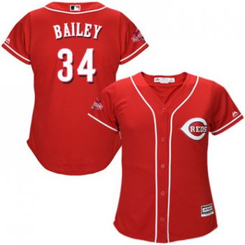 Reds #34 Homer Bailey Red Alternate Women's Stitched Baseball Jersey