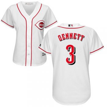 Reds #3 Scooter Gennett White Home Women's Stitched Baseball Jersey