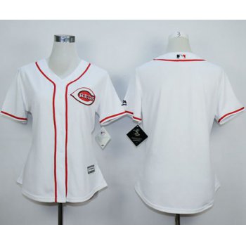 Reds Blank White Home Women's Stitched Baseball Jersey