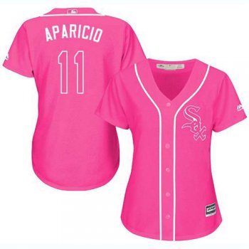 White Sox #11 Luis Aparicio Pink Fashion Women's Stitched Baseball Jersey