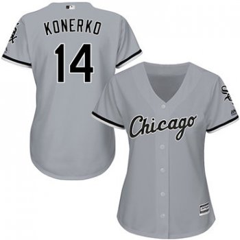 White Sox #14 Paul Konerko Grey Road Women's Stitched Baseball Jersey