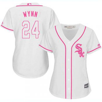 White Sox #24 Early Wynn White Pink Fashion Women's Stitched Baseball Jersey