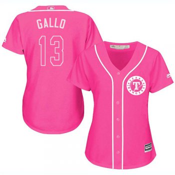 Rangers #13 Joey Gallo Pink Fashion Women's Stitched Baseball Jersey