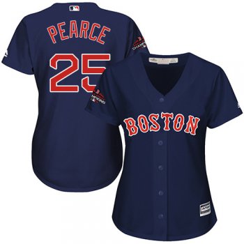 Red Sox #25 Steve Pearce Navy Blue Alternate 2018 World Series Champions Women's Stitched Baseball Jersey