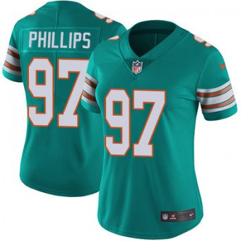 Women's Nike Dolphins #97 Jordan Phillips Aqua Green Alternate Stitched NFL Vapor Untouchable Limited Jersey