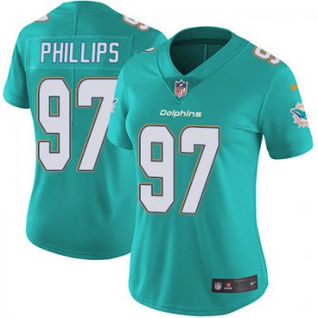Women's Nike Dolphins #97 Jordan Phillips Aqua Green Team Color Stitched NFL Vapor Untouchable Limited Jersey