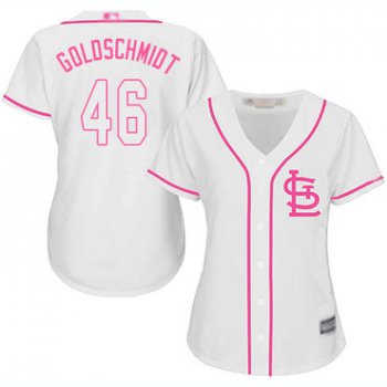 Cardinals #46 Paul Goldschmidt White Pink Fashion Women's Stitched Baseball Jersey