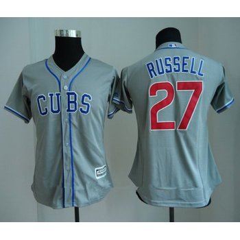 Women's Chicago Cubs #27 Addison Russell Gray CUBS Stitched MLB Majestic Cool Base Jersey