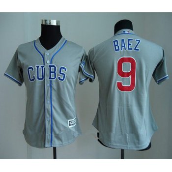 Women's Chicago Cubs #9 Javier Baez Gray CUBS Stitched MLB Majestic Cool Base Jersey