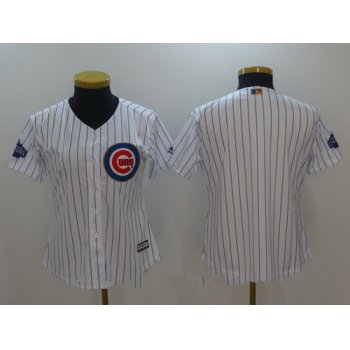 Women's Chicago Cubs Blank White World Series Champions Gold Stitched MLB Majestic 2017 Cool Base Jersey