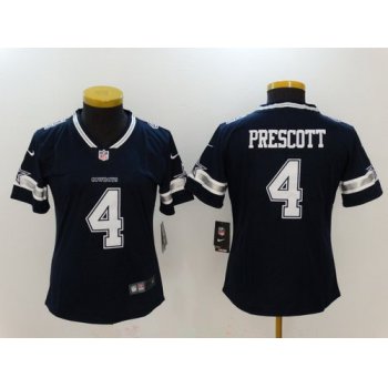 Women's Dallas Cowboys #4 Dak Prescott Navy Blue 2017 Vapor Untouchable Stitched NFL Nike Limited Jersey