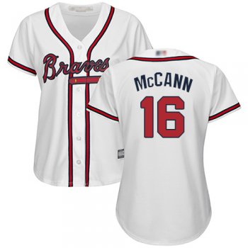 Braves #16 Brian McCann White Home Women's Stitched Baseball Jersey