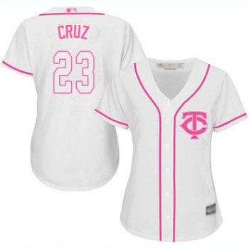 Minnesota Twins #23 Nelson Cruz White Pink Fashion Women's Stitched Baseball Jersey