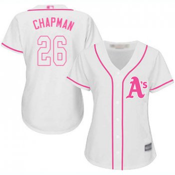 Oakland Athletics #26 Matt Chapman White Pink Fashion Women's Stitched Baseball Jersey