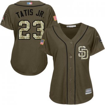 San Diego Padres #23 Fernando Tatis Jr. Green Salute to Service Women's Stitched Baseball Jersey