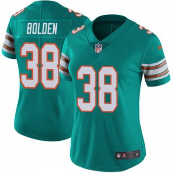 Women's Miami Dolphins #38 Brandon Bolden Nike Limited Alternate Vapor Untouchable Aqua Jersey