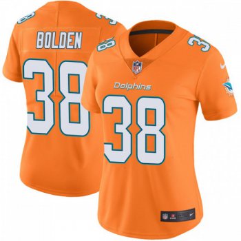 Women's Miami Dolphins #38 Brandon Bolden Nike Limited Color Rush Orange Jersey
