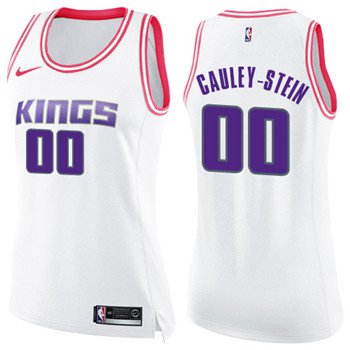 Women's Sacramento Kings #00 Willie Cauley-Stein White Pink NBA Swingman Fashion Jersey