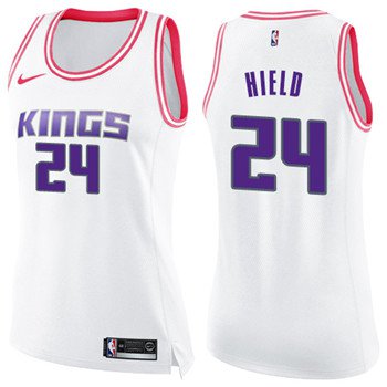 Women's Sacramento Kings #24 Buddy Hield White Pink NBA Swingman Fashion Jersey