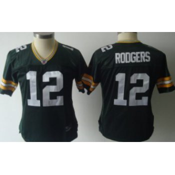 Green Bay Packers #12 Aaron Rodgers Green Womens Jersey