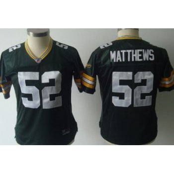 Green Bay Packers #52 Clay Matthews Green Womens Jersey